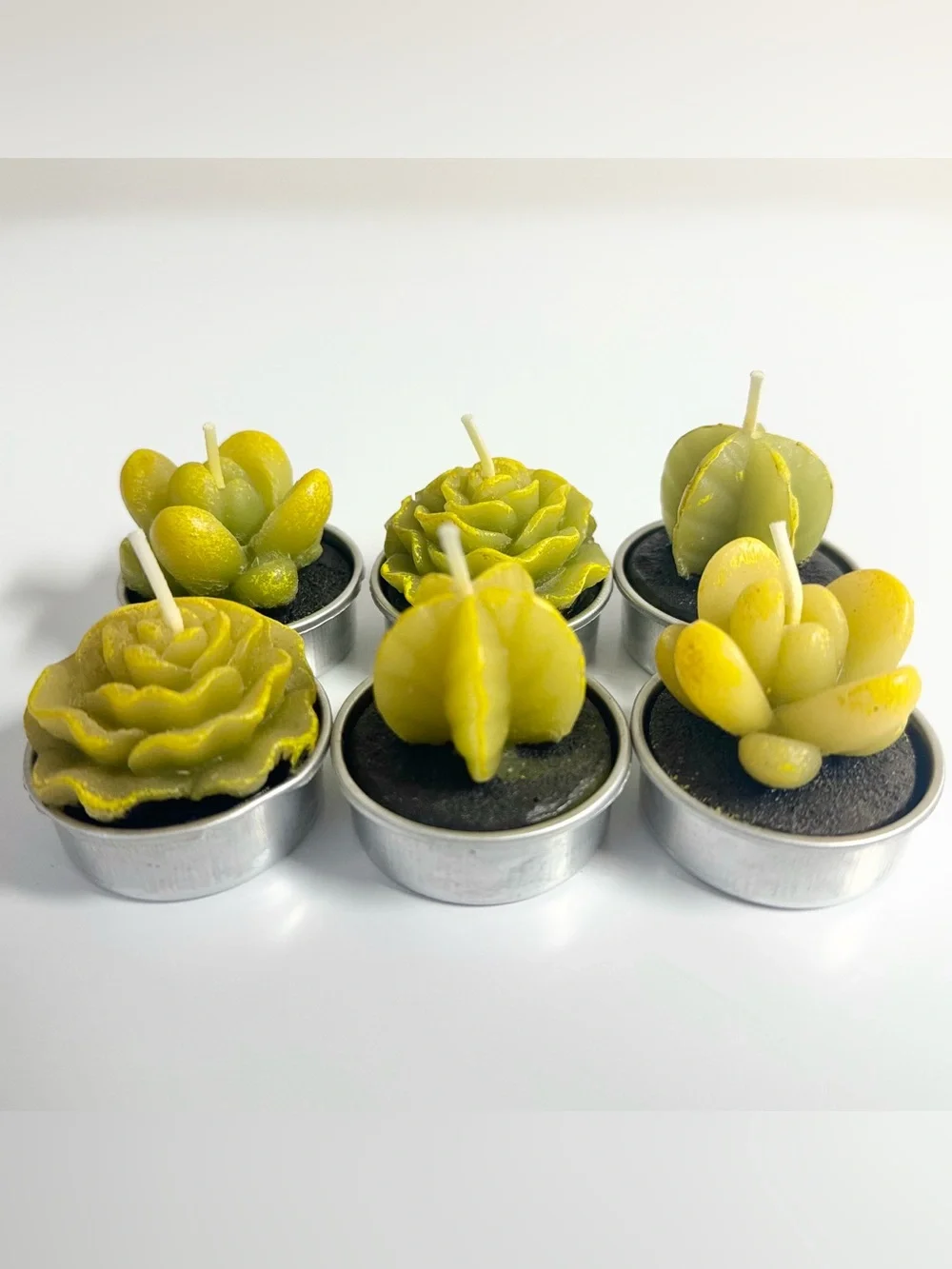 Cactus Candles Tealight Succulent Votive Candles 6pc NWOT